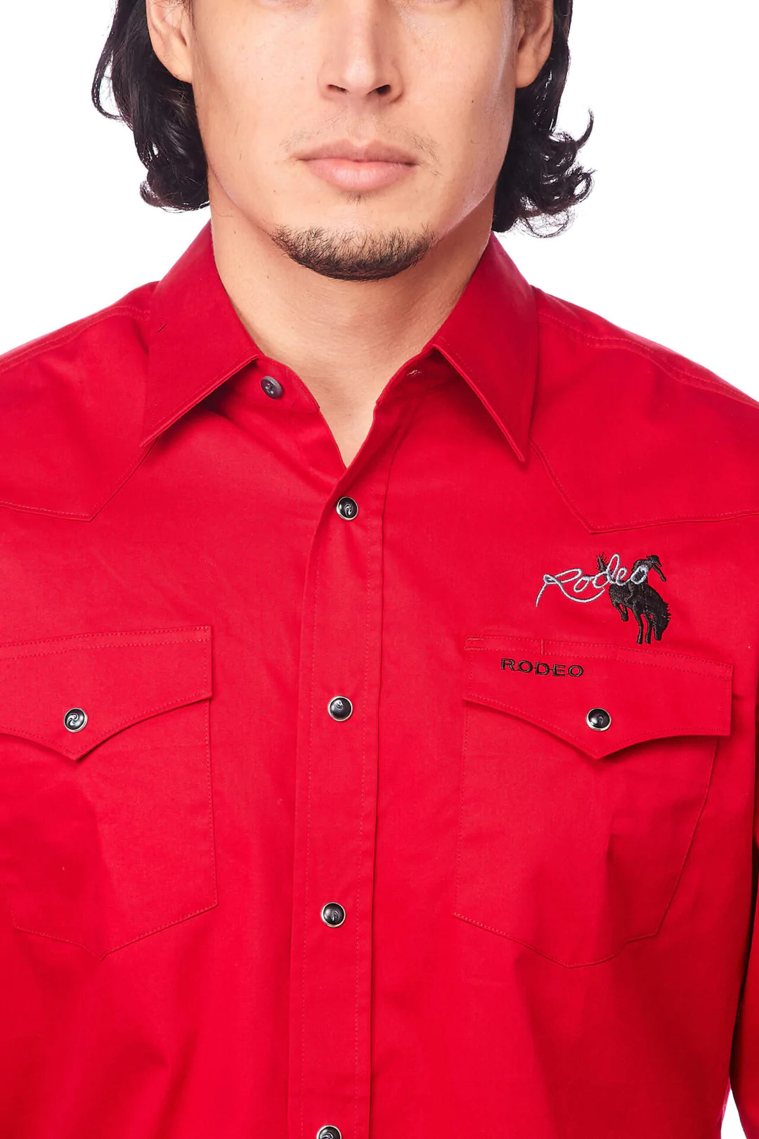 All Cotton Men's Red Western RODEO Shirt