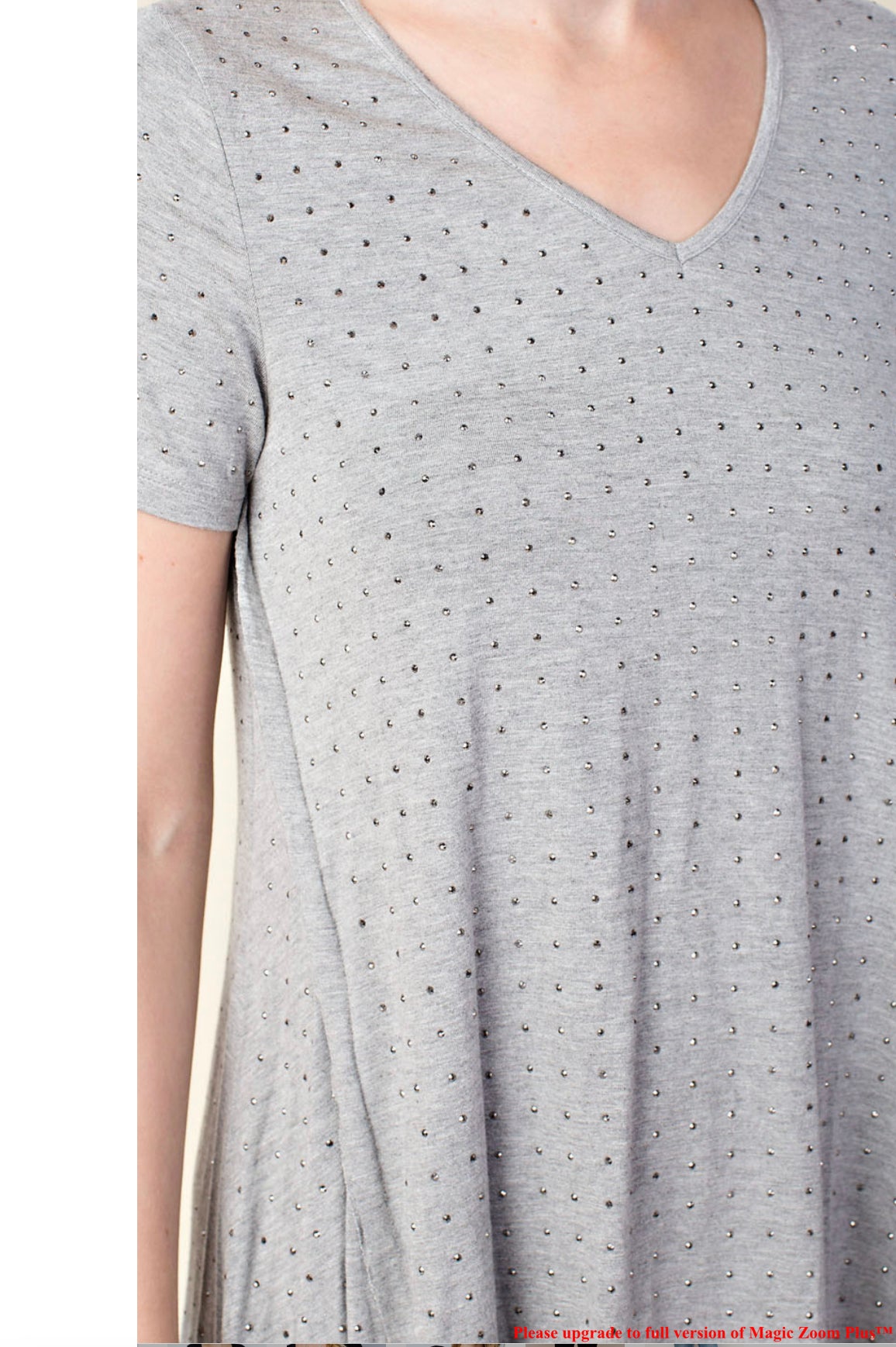 Heather Grey Short Sleeve Top w/ Bling Details