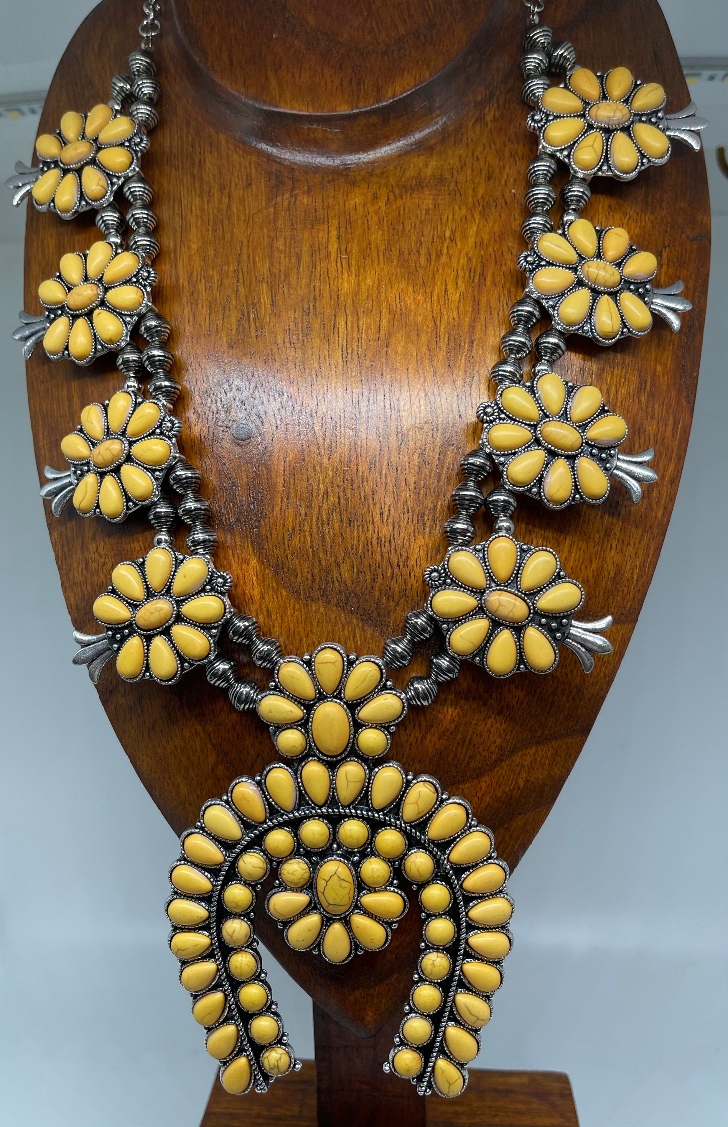 Yellow Squash Blossom Necklace w/ Earrings