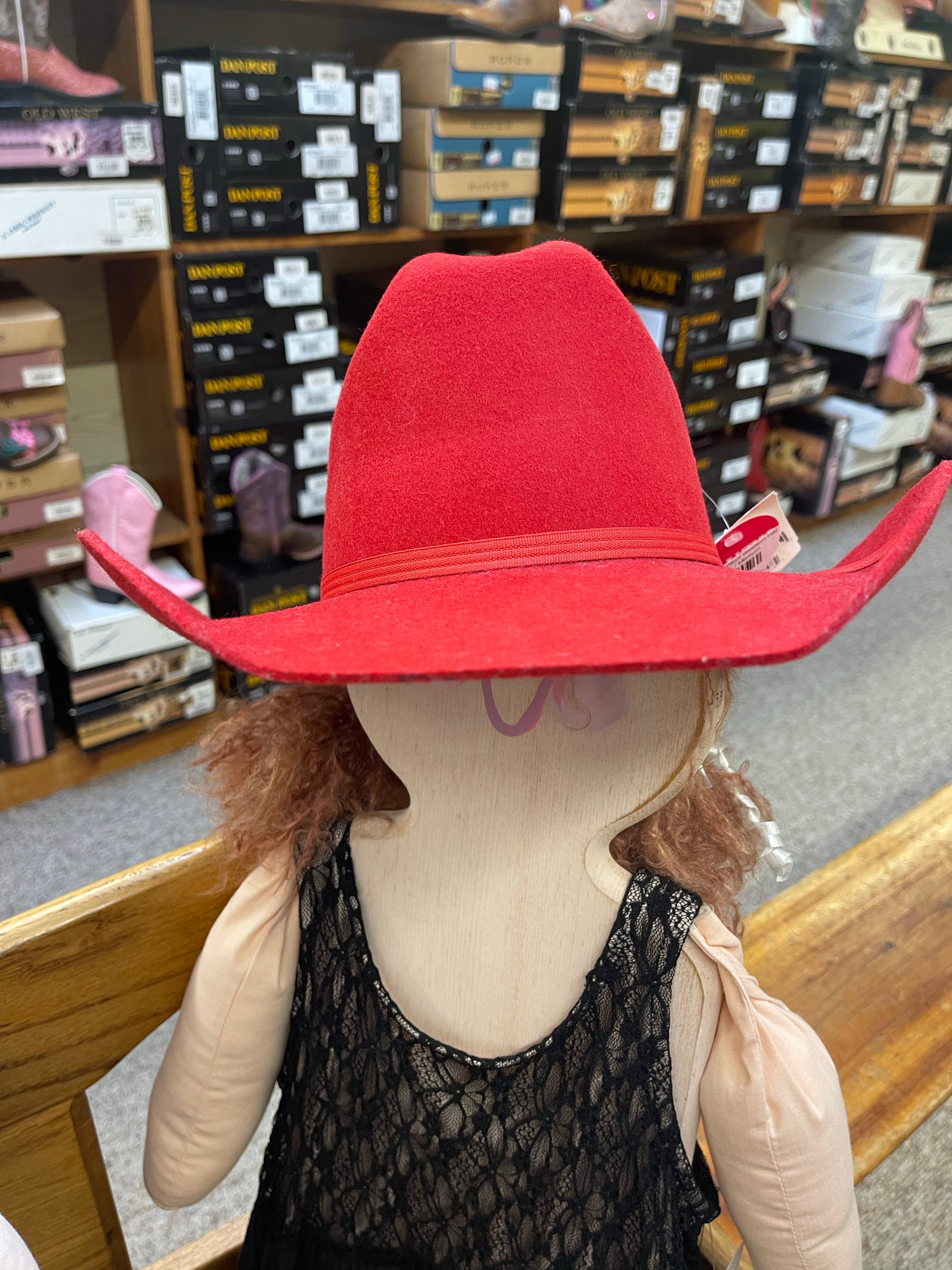Red Youth Wool Western Hat