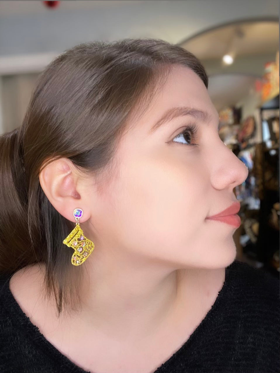 Metallic Gold Stocking Earrings