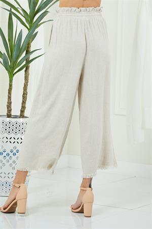 Oatmeal Wide Leg Linen Blend Pant