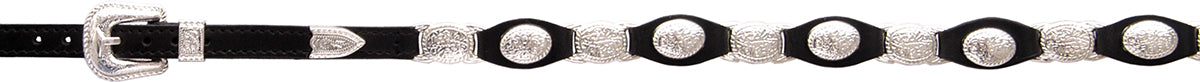 Black Leather & Oval Concho Hat Band