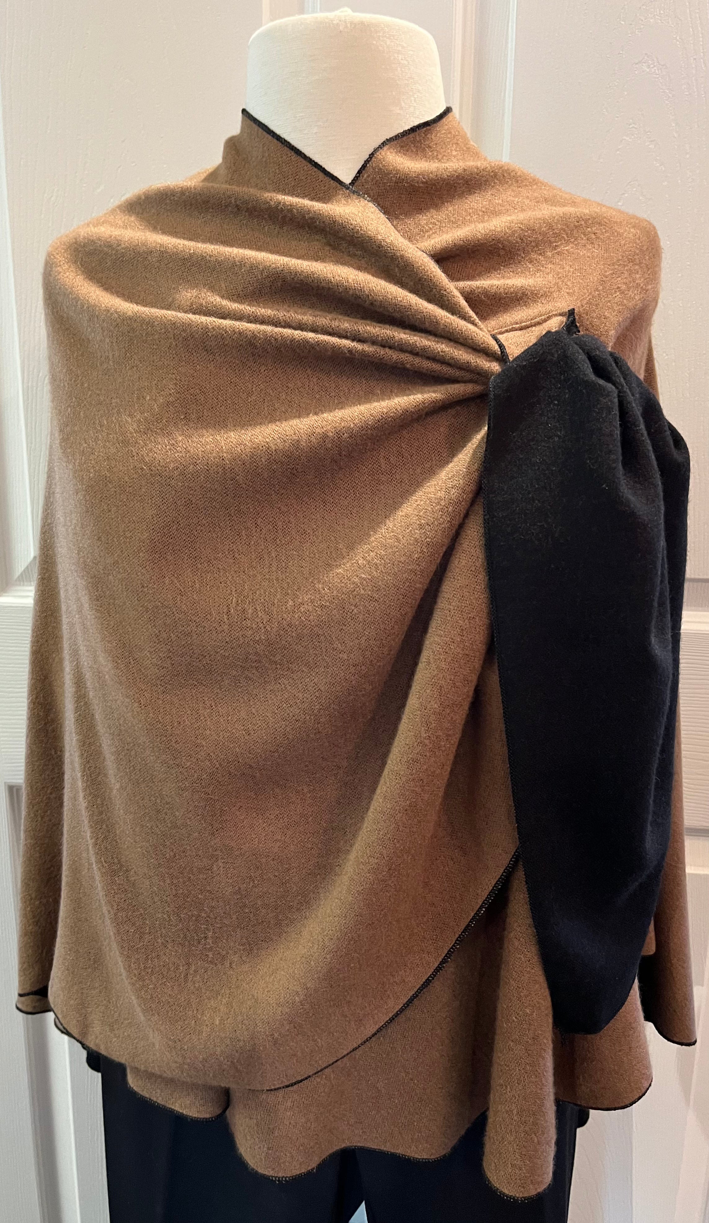 BROWN to BLACK Reversible Cashmere Shawl