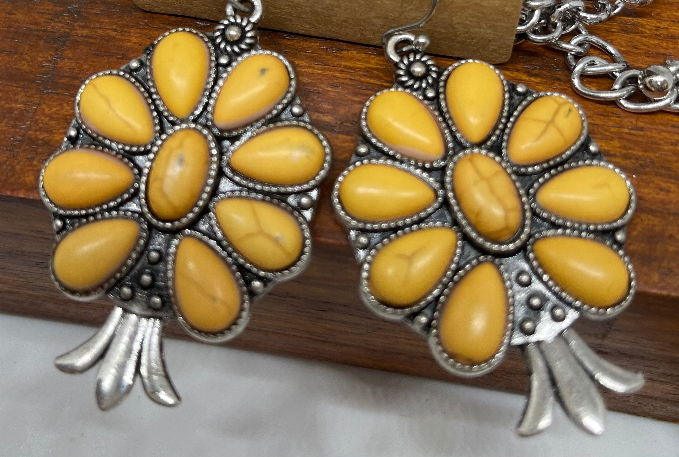 Yellow Squash Blossom Necklace w/ Earrings