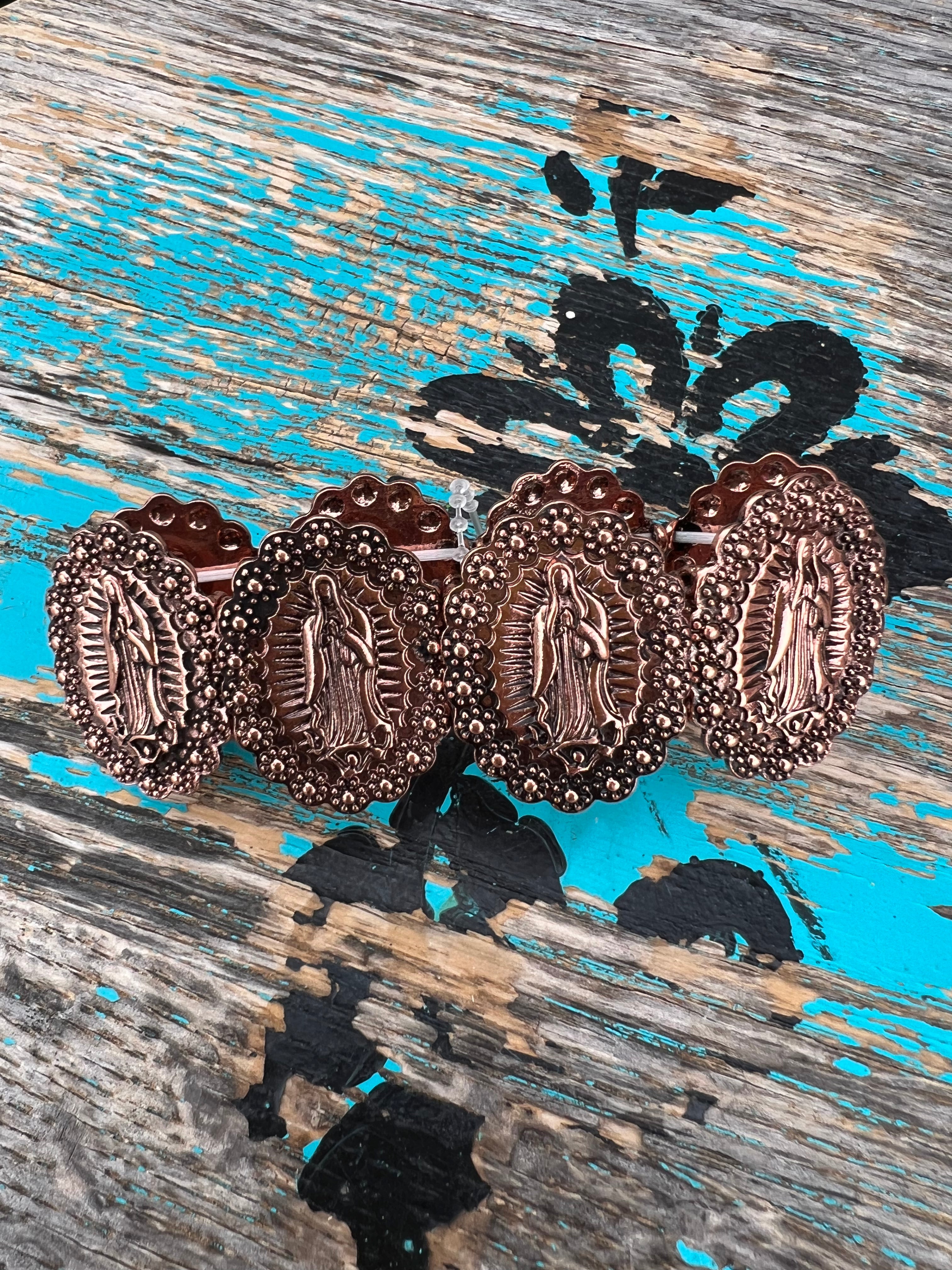 Virgen de Guadalupe Fashion Copper Stretch Bracelet