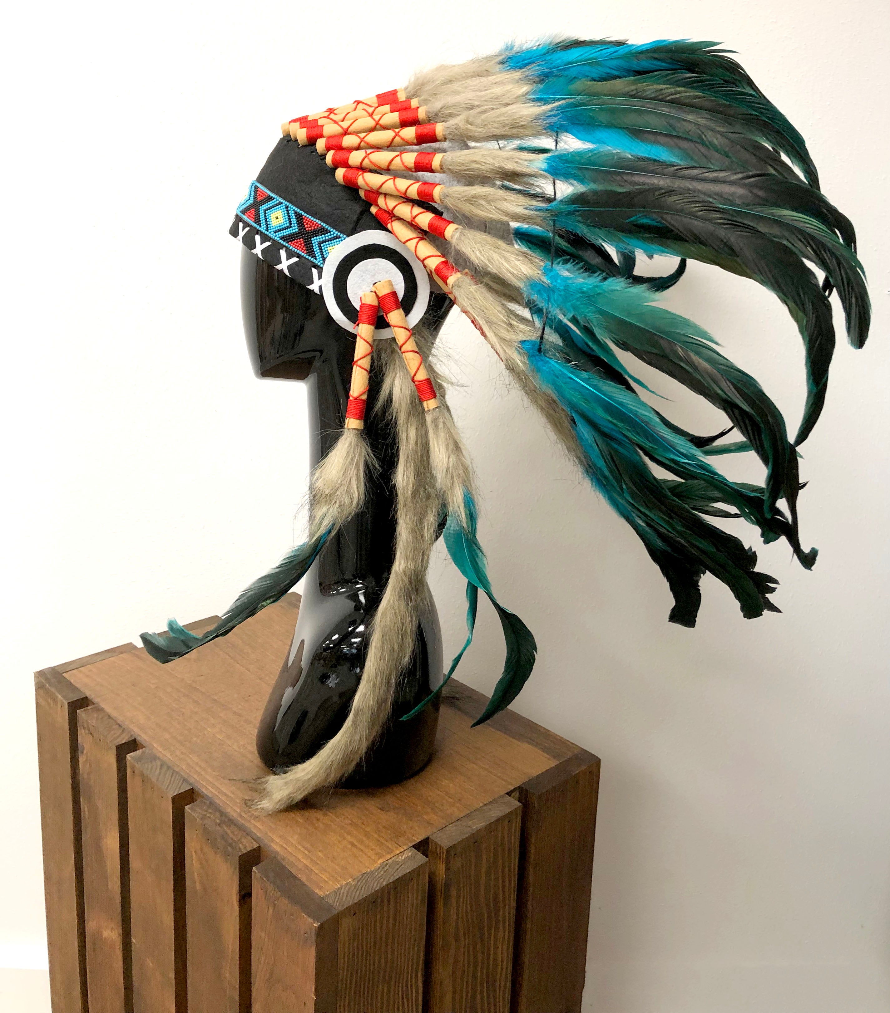 Turquoise & Brown Indian Headdress