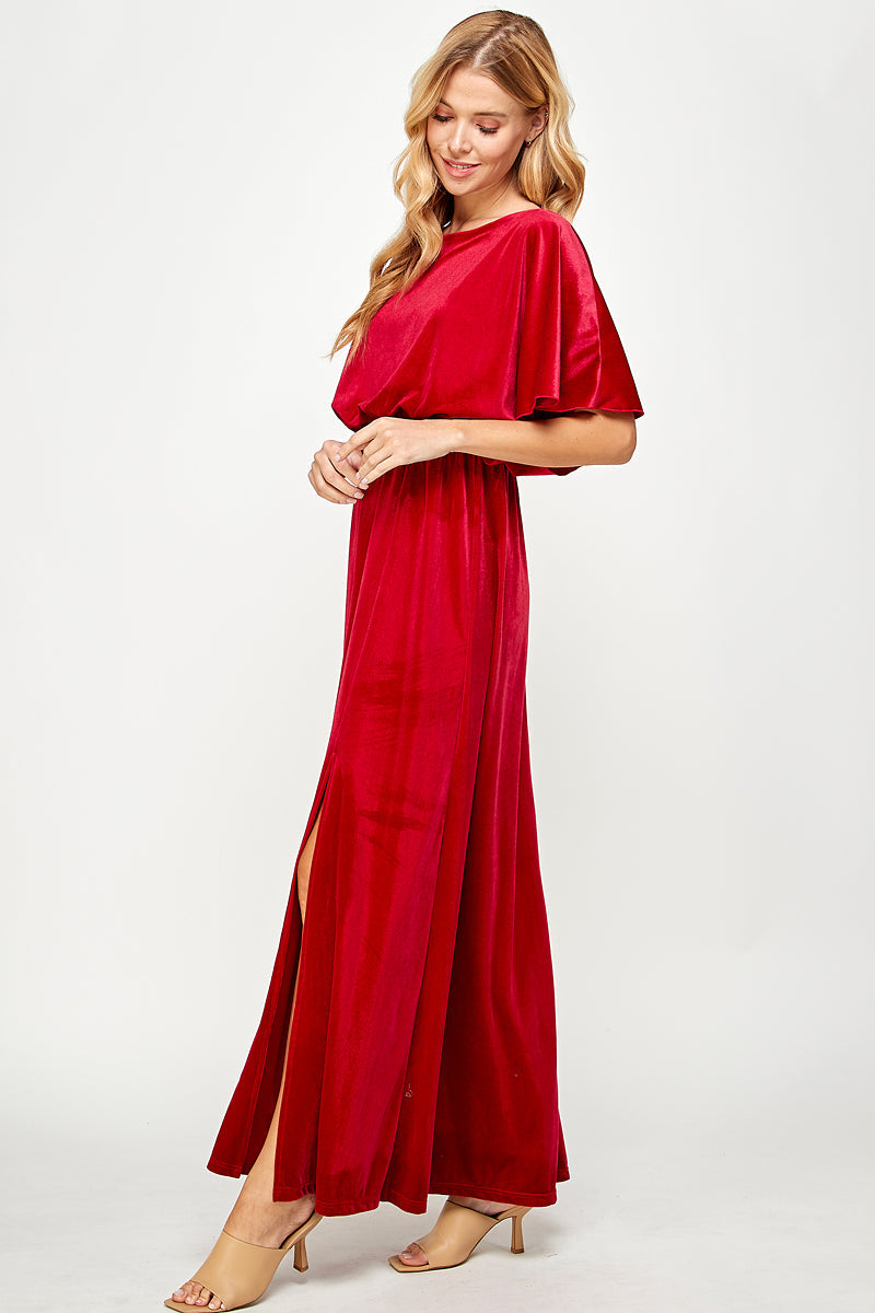 Red Velvet Maxi Dress