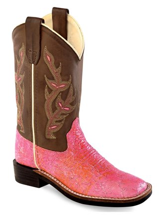 Children's Old West Pink/Brown Square Toe