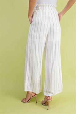 White Pull On Striped Wide Leg Pants