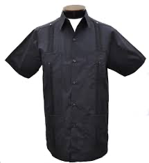 Men's Black Short Sleeve Guayabera