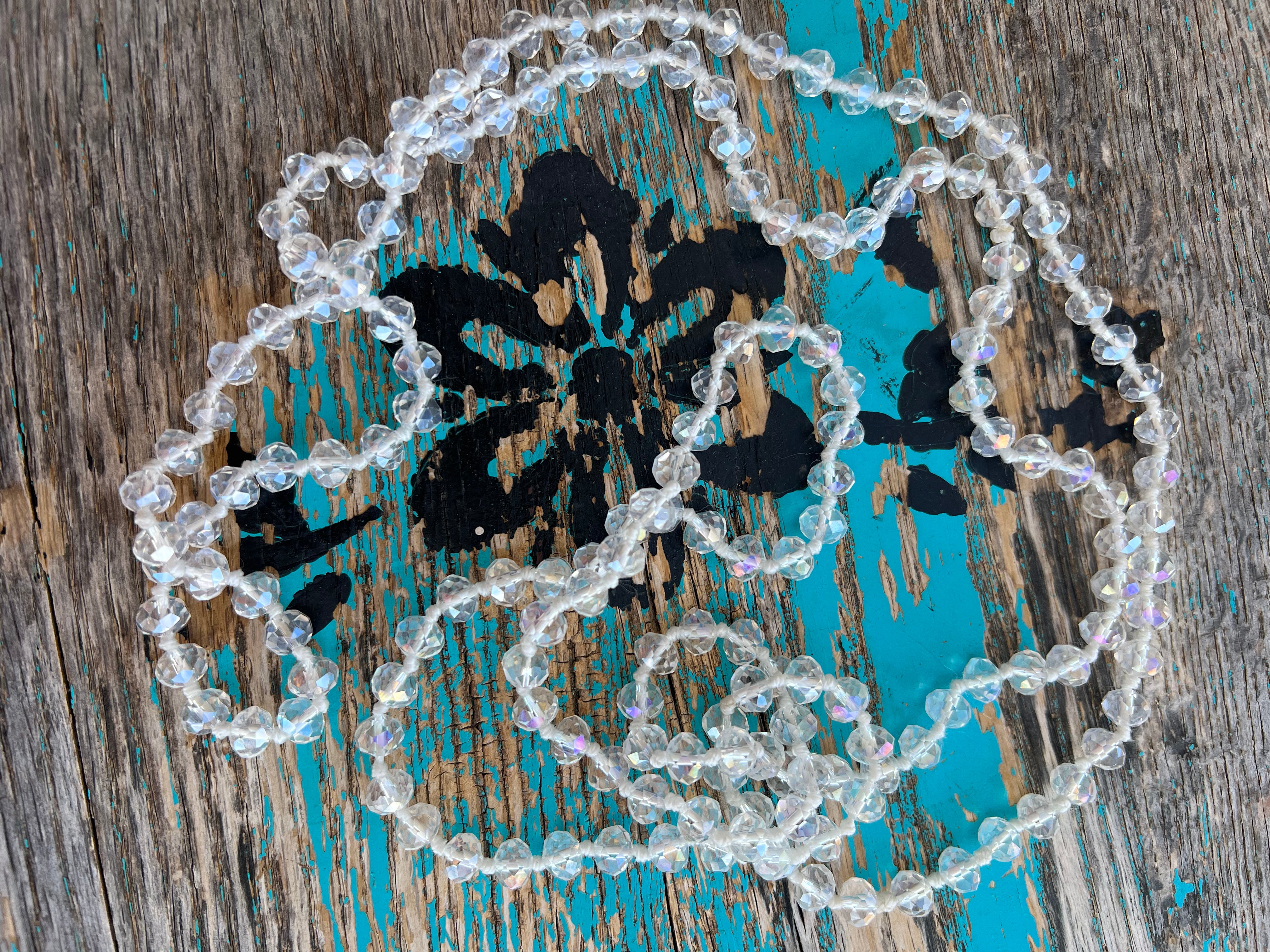 Clear Bead Knotted  60" Necklace