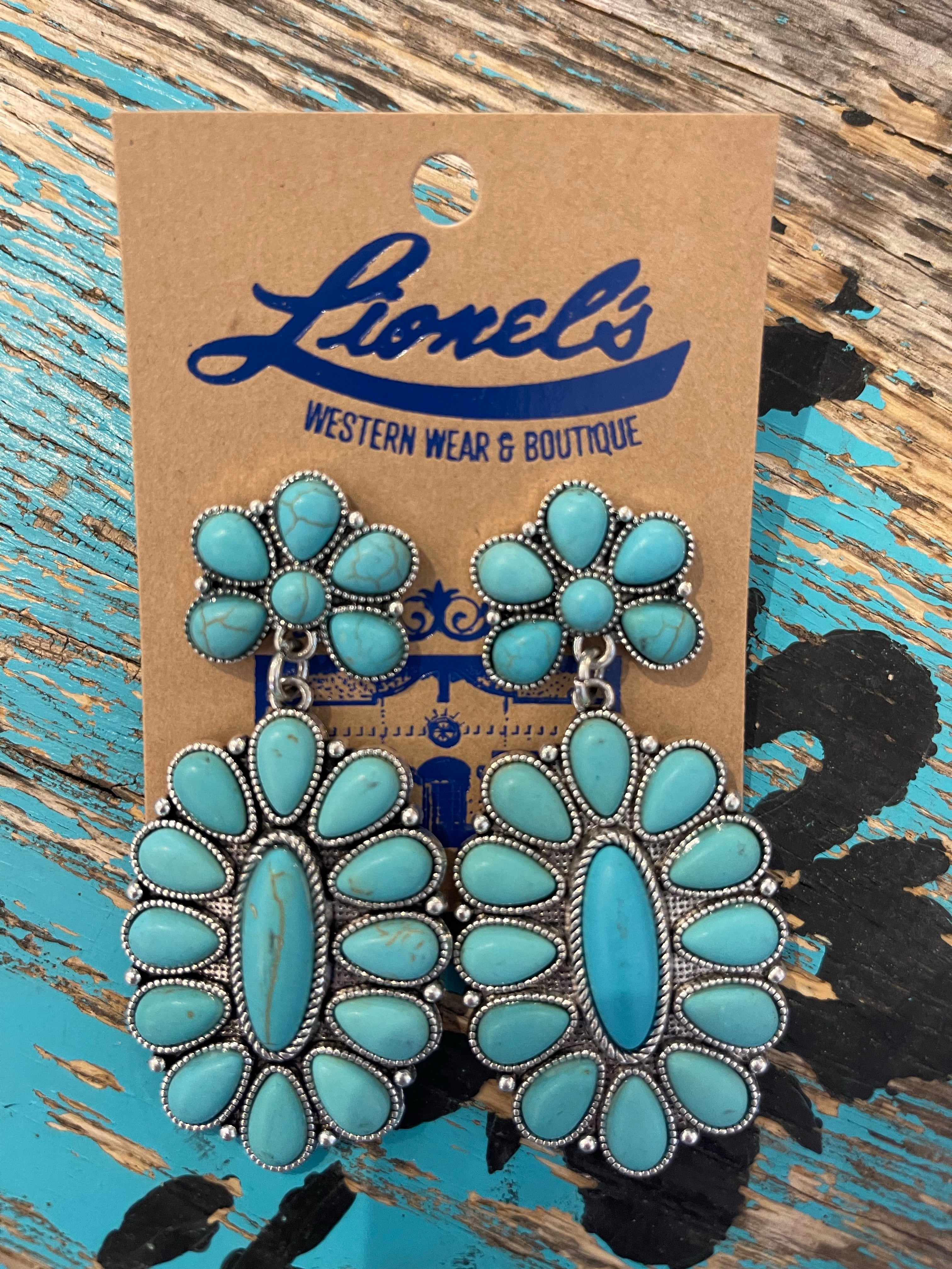 Large Turquoise Concho Earrings