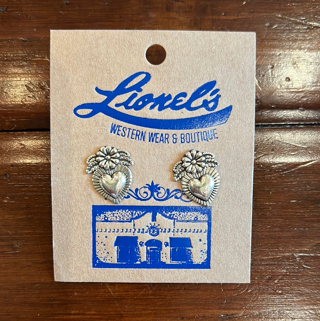 Mini Sacred Heart Sterling Silver Earrings