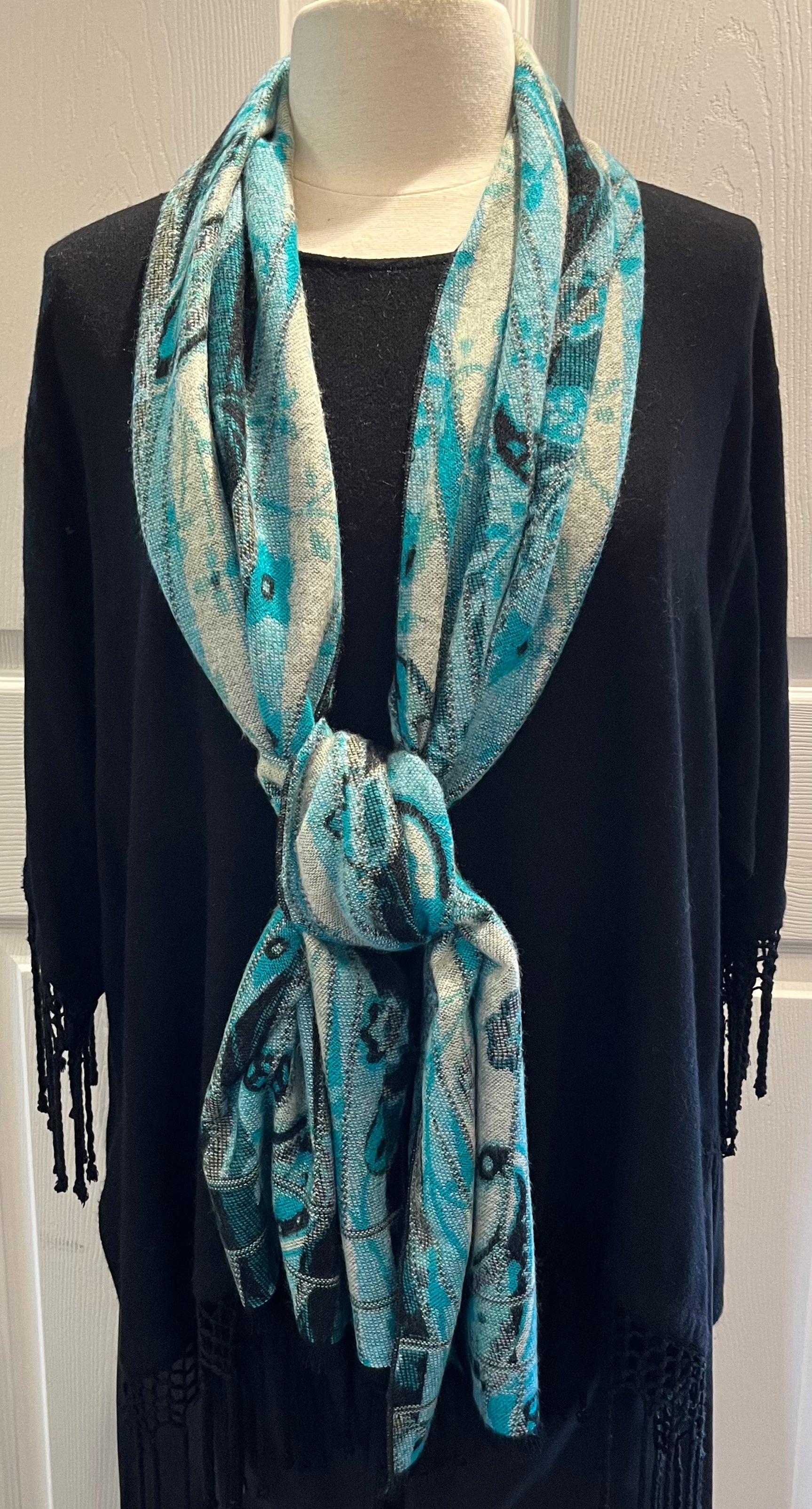 Turquoise Reversible Cashmere Scarf