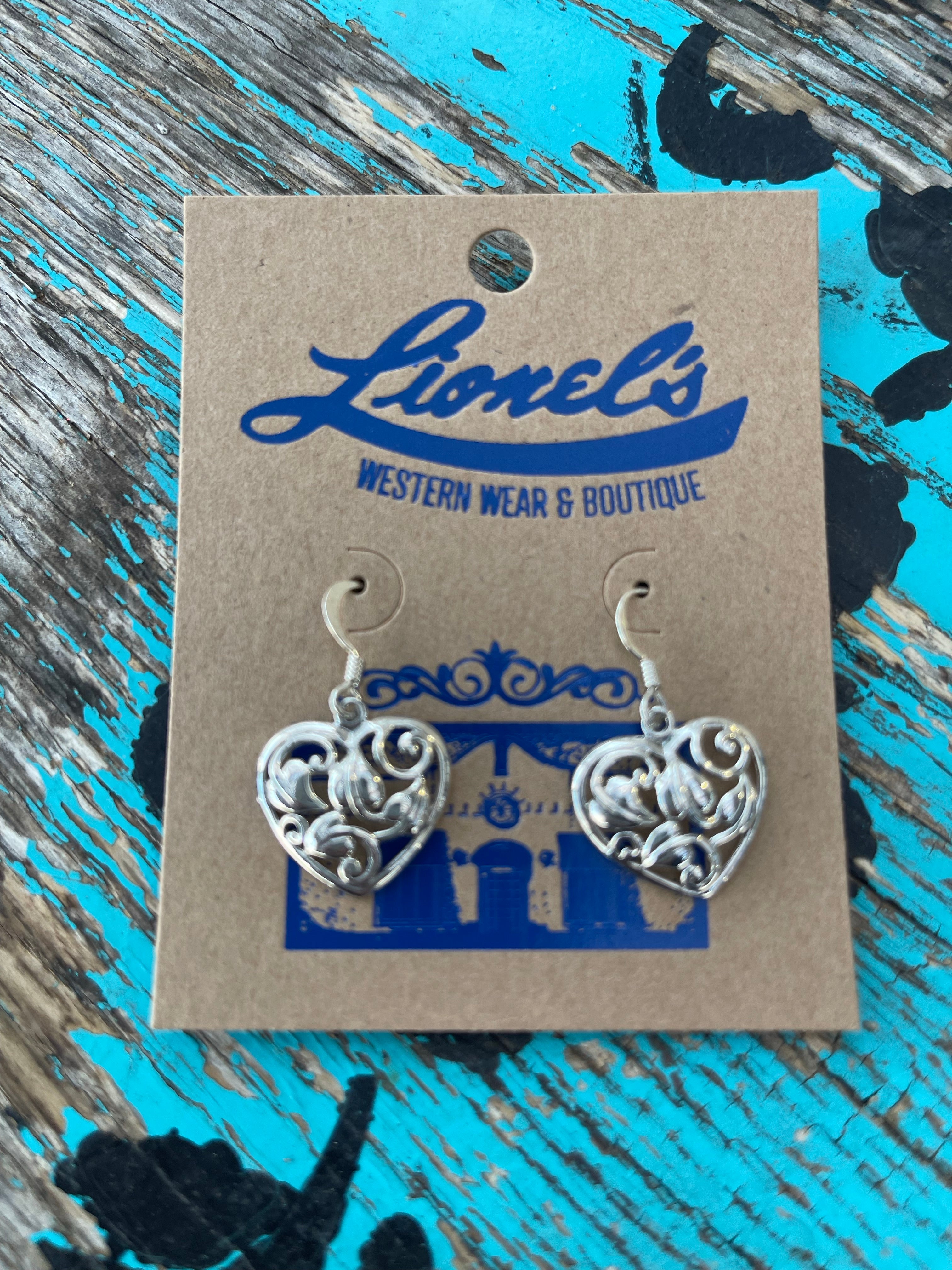 Sterling Silver Filigree Heart Earrings