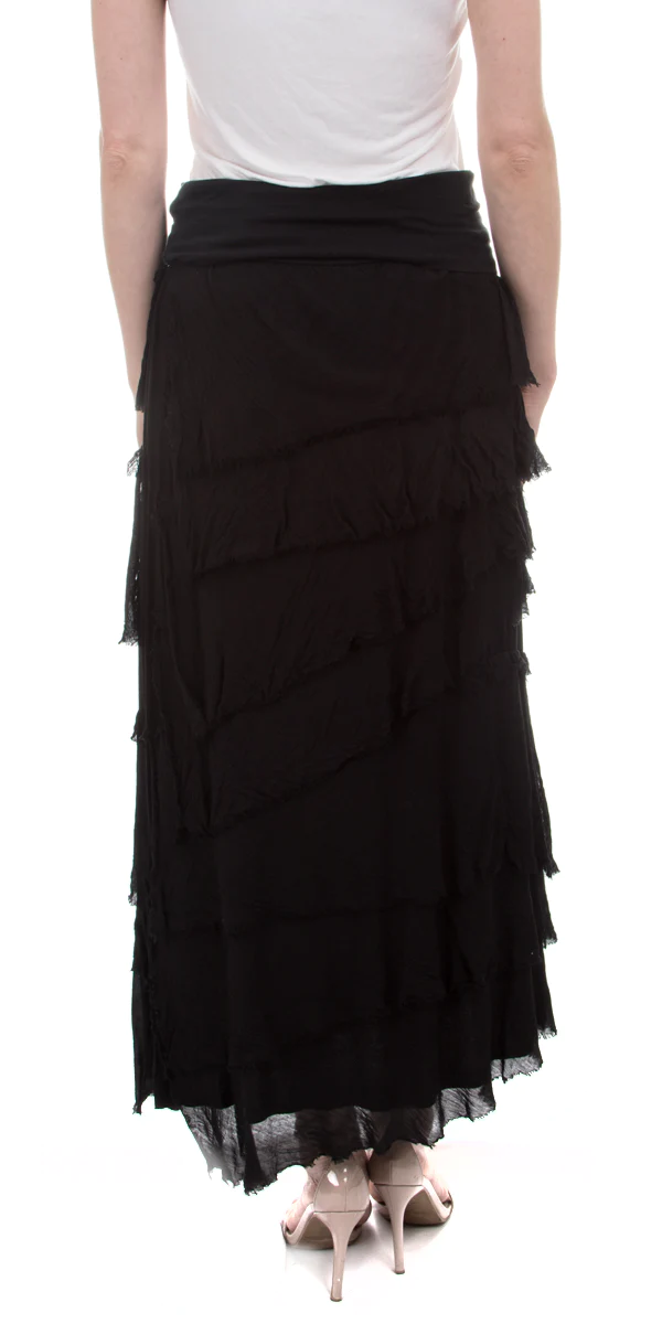 Silk Maxi Length Ruffle Skirt