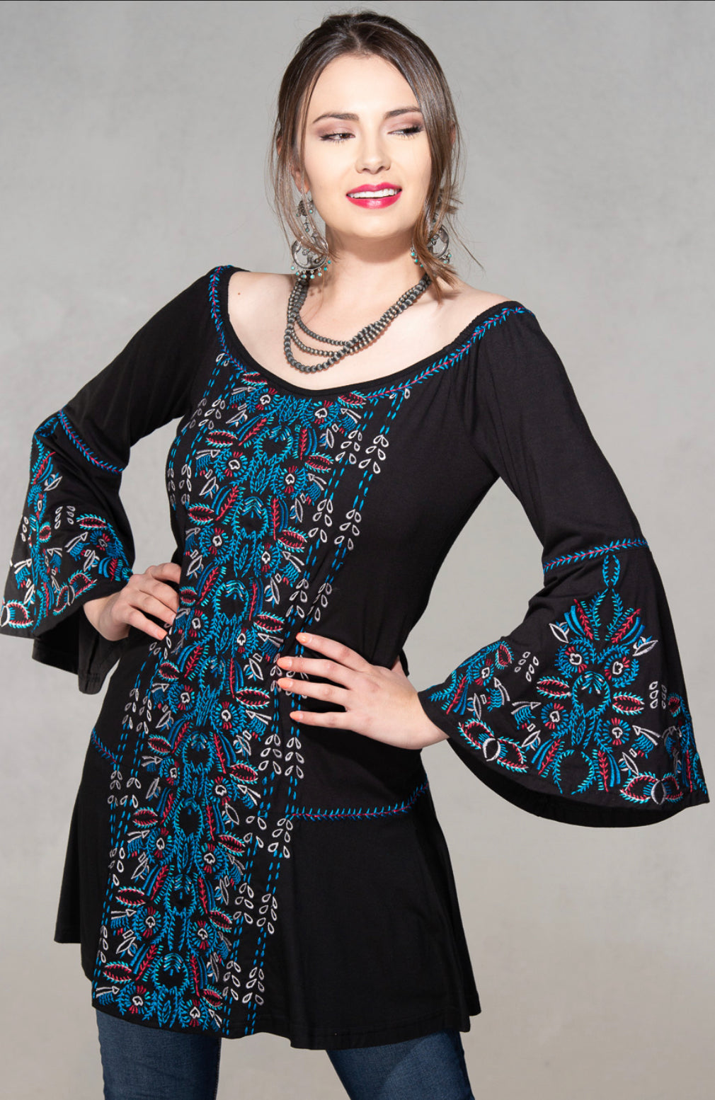 Black Tunic w/ Fabulous Embroidery Details