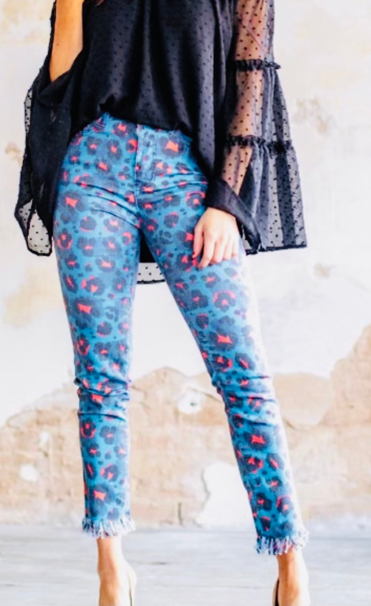 Jade & Orange Leopard Skinny Jeans