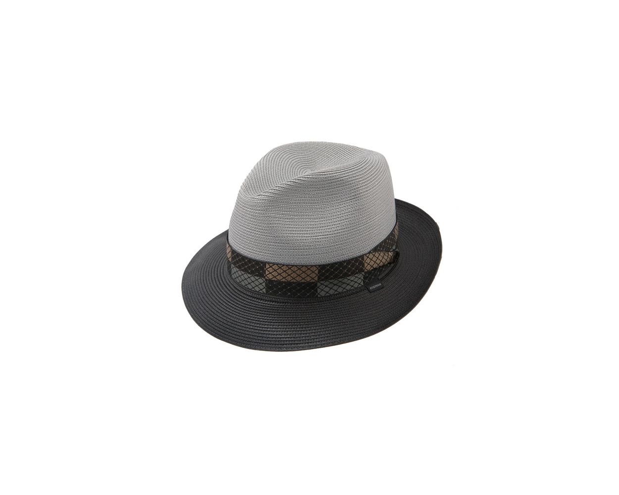Stetson Andover Straw Fedora Hat - Grey w/black