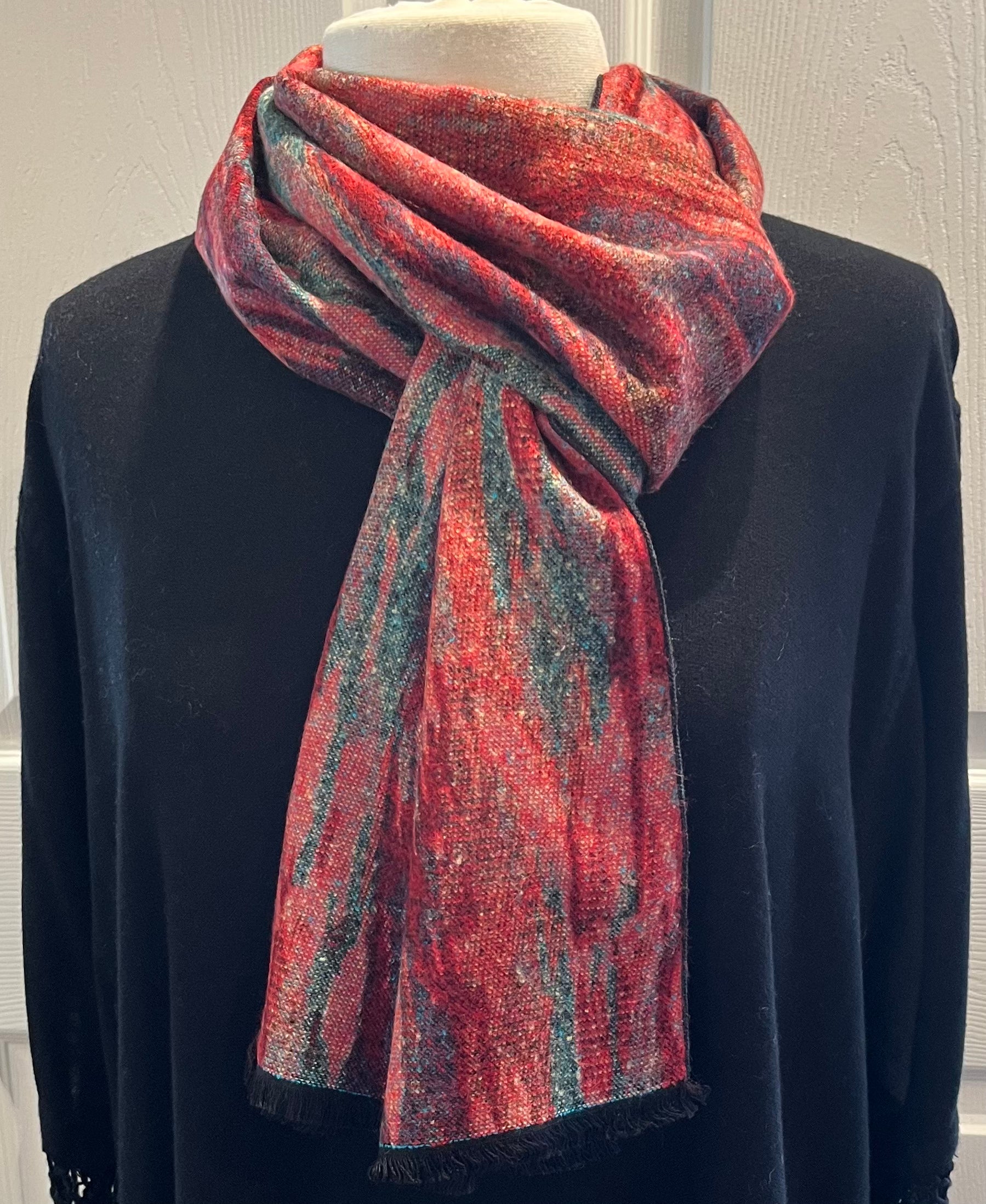 Red Multi Reversible Cashmere Scarf