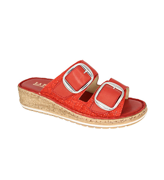 Cove RED Double Strap Wedge by La Plume