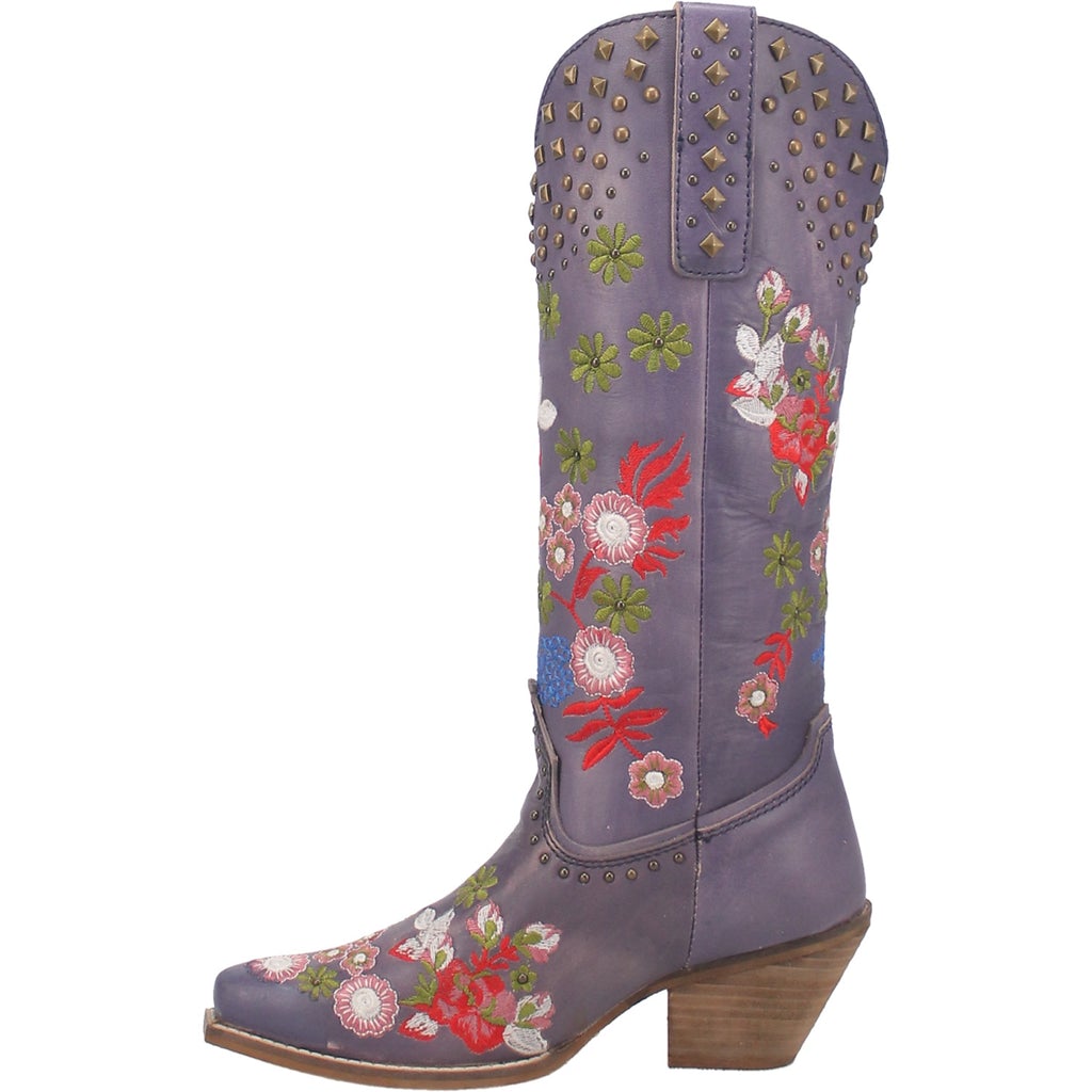 #POPPY Lavender Leather Embroidered Boot