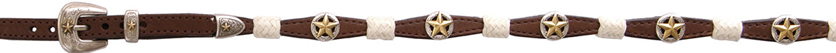 Brown  Scalloped Hat Band w/ Rawhide trim & Star Concho