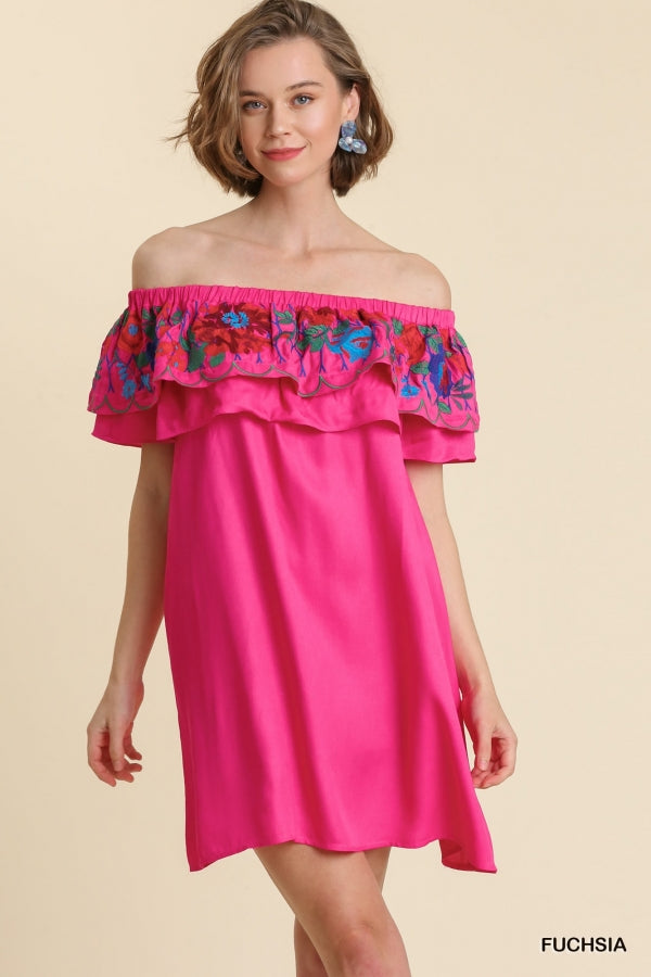 Fiesta in Fuchsia Embroidered Dress