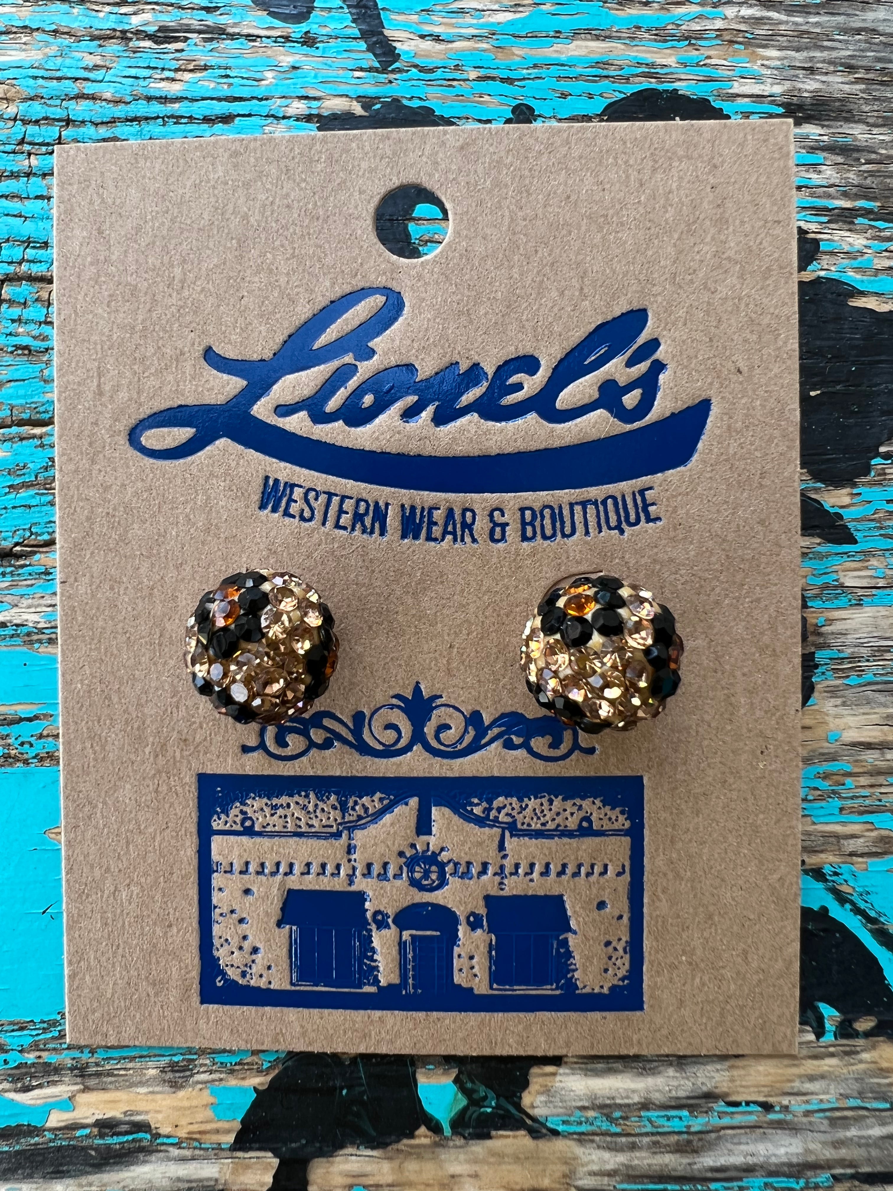 Leopard Design Crystal Stud Earrings
