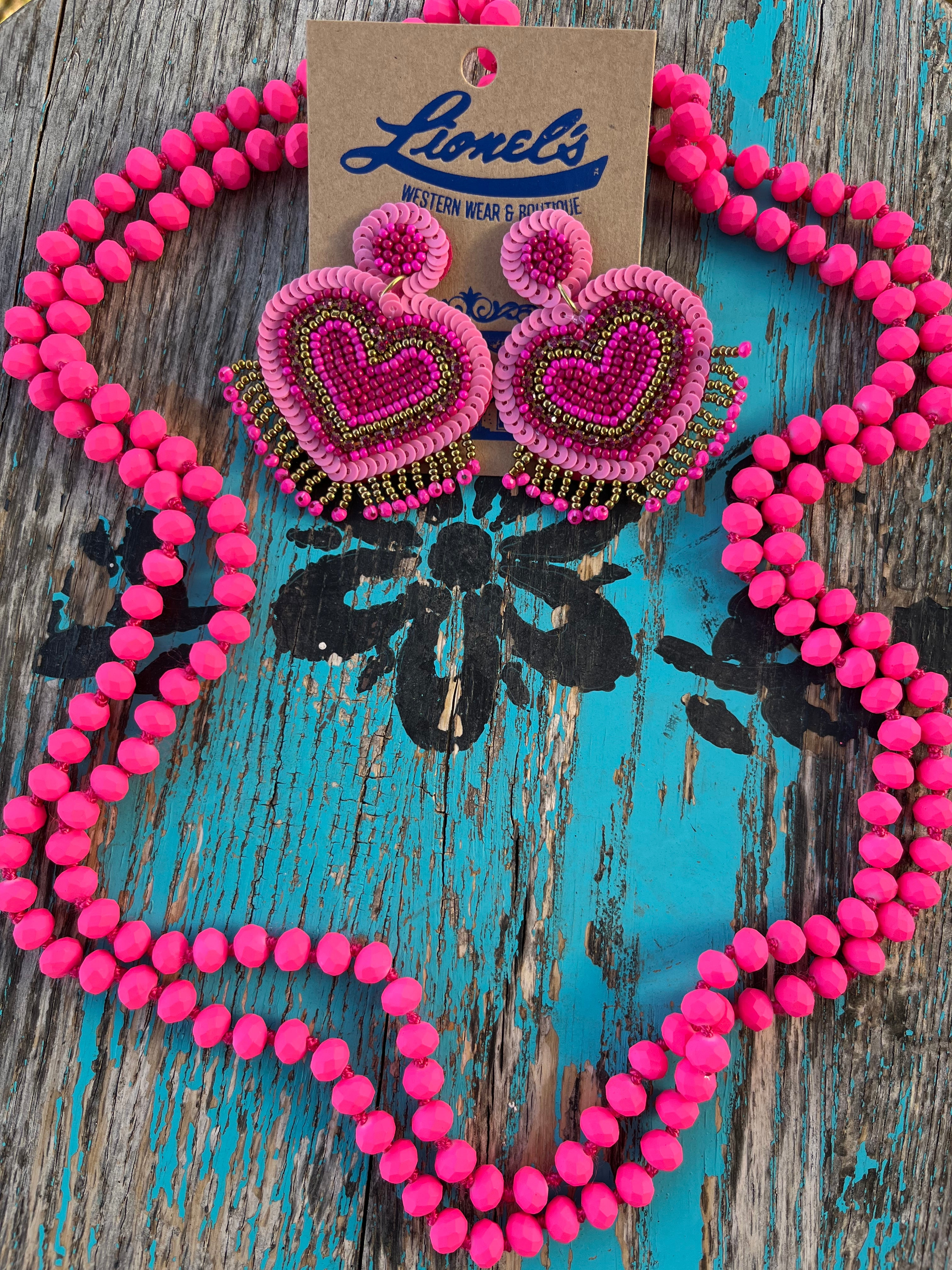 NEON PINK Beaded 60" Necklace