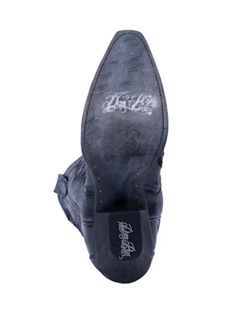 Hallie Distressed Black Leather Boot by Dan Post