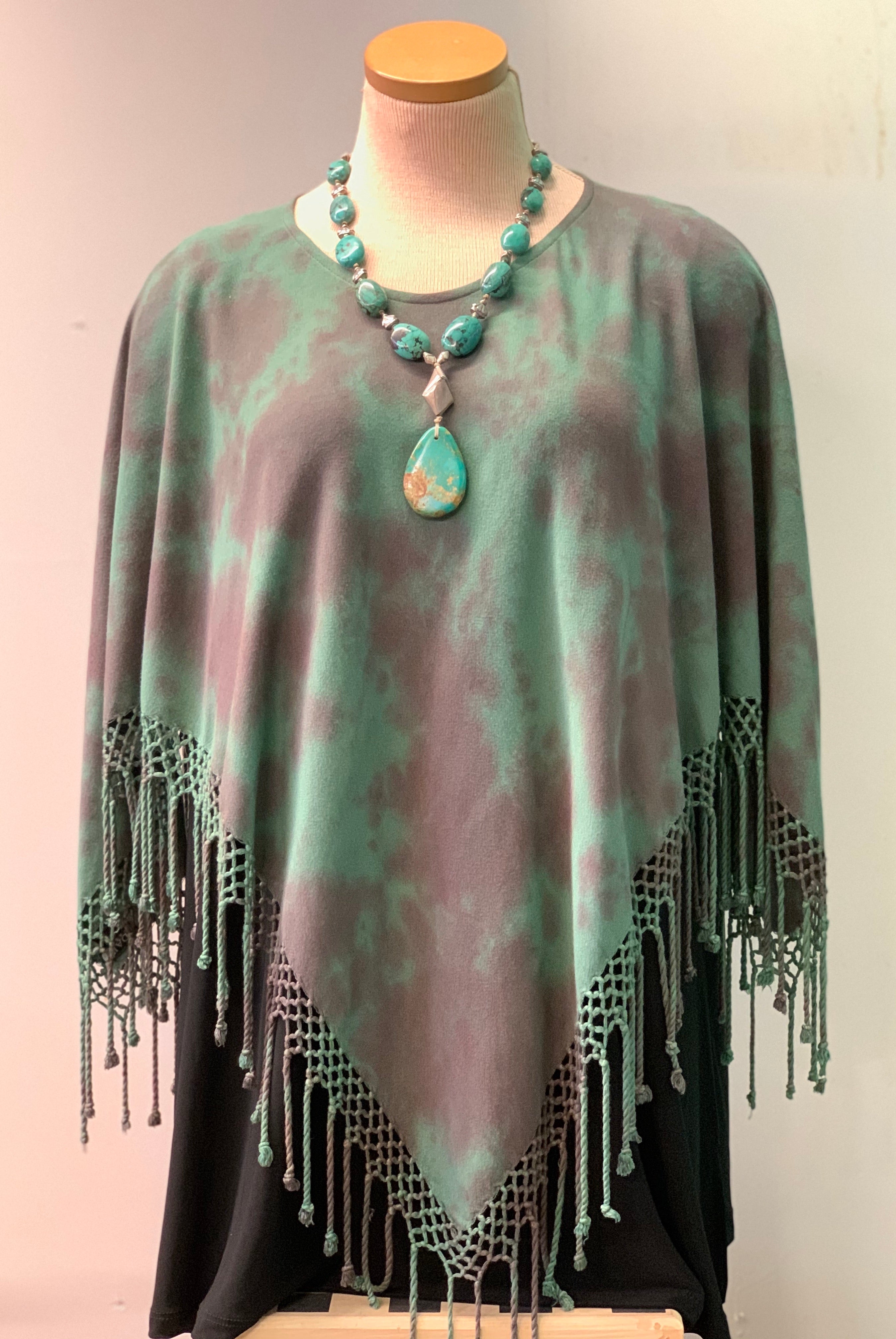 Tie Dye Fringed Ponchos