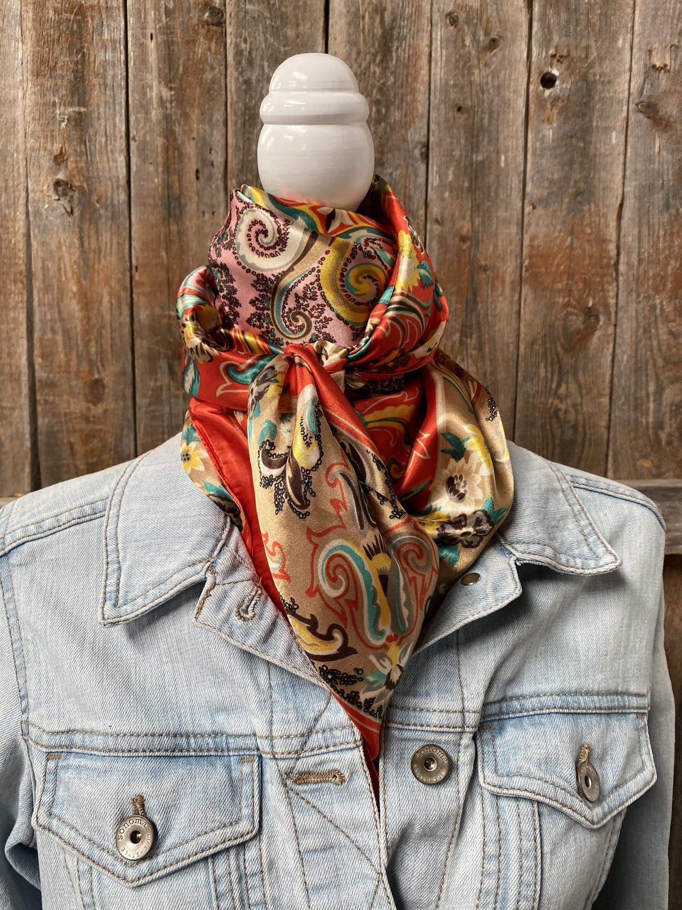 Orange 70's Paisley Wild Rag/Scarf