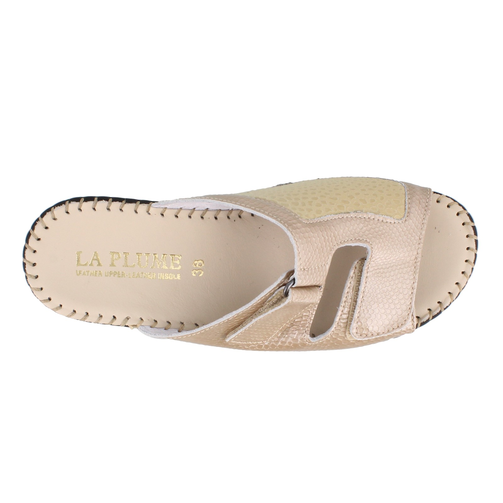 La Plume Sheila Bone Mid Heel Sandal