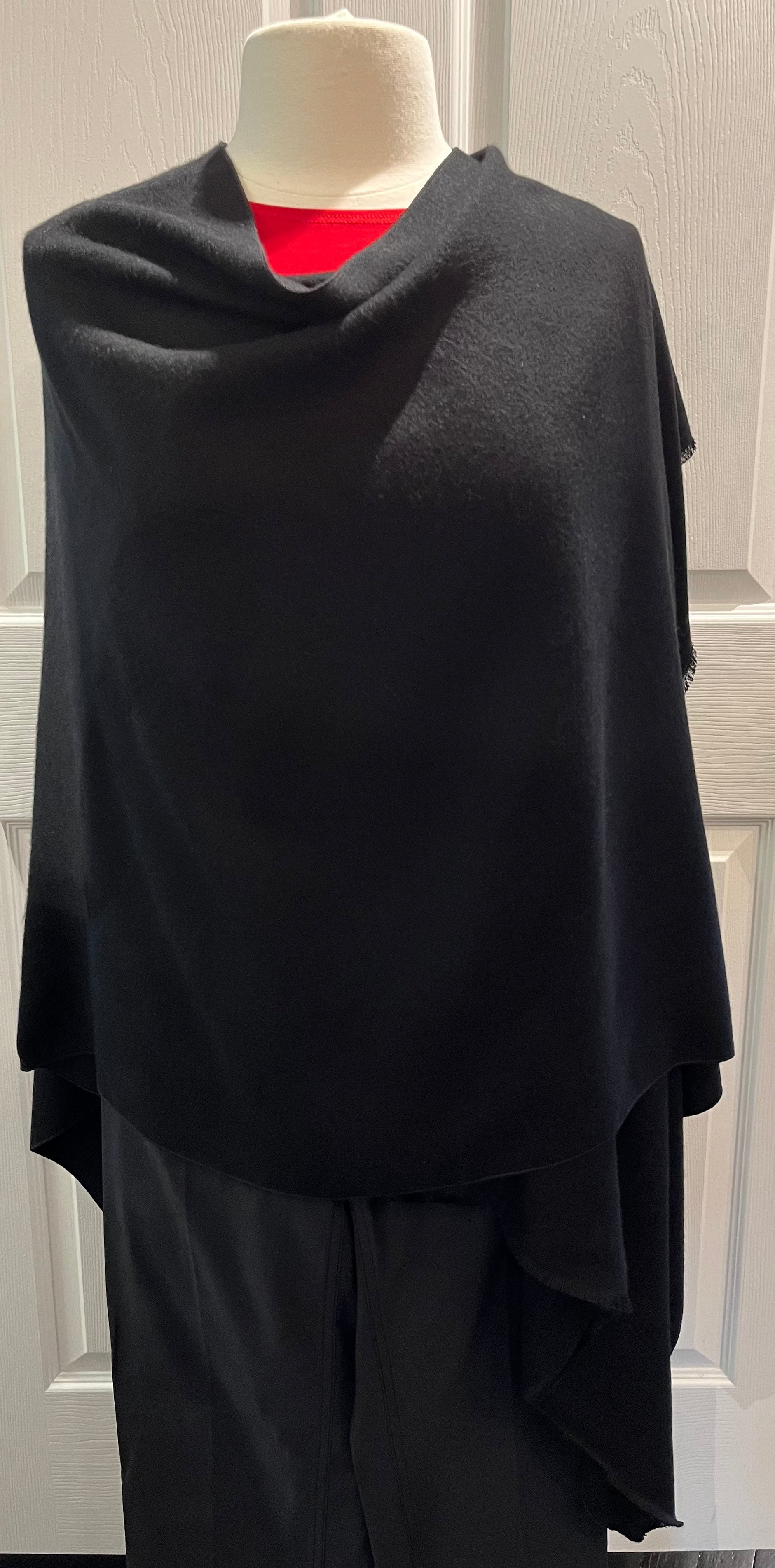 Solid Black Cashmere Reversible Wrap/Shawl