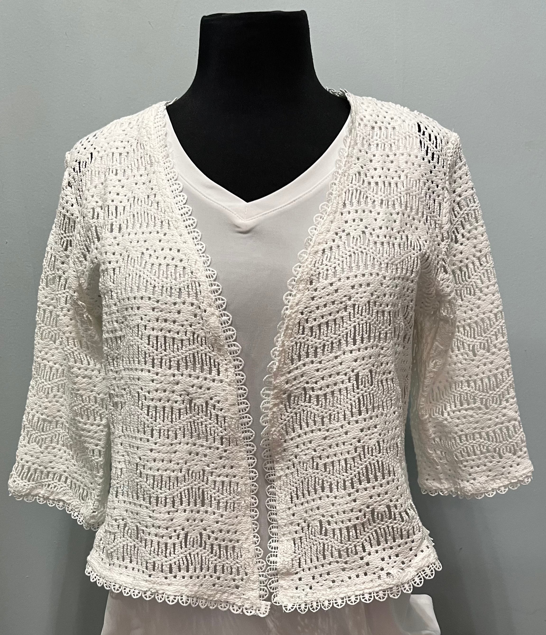 White Cotton Crochet Shrug