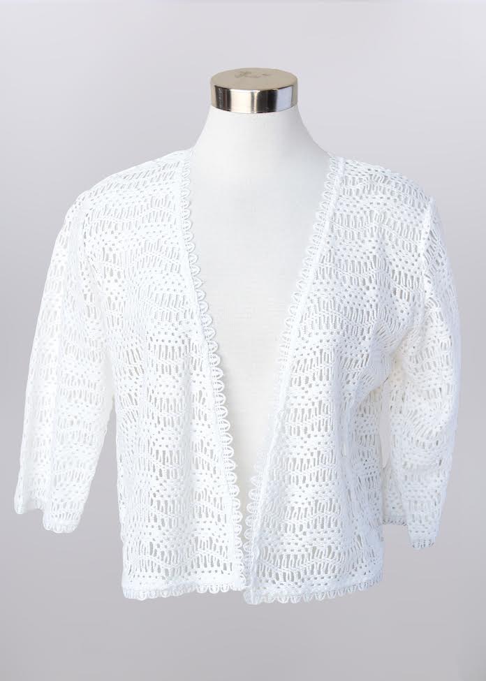 White Cotton Crochet Shrug