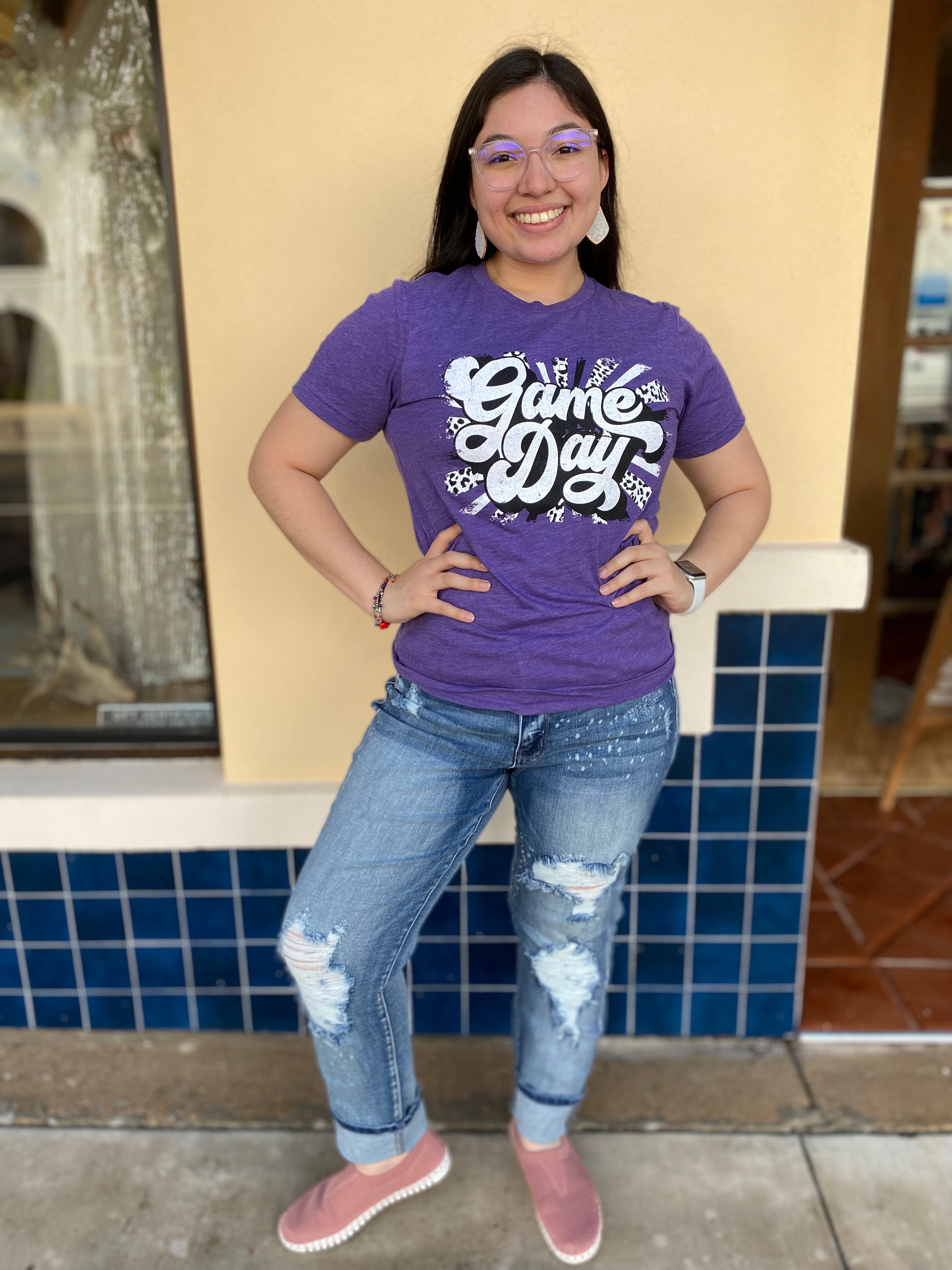 Purple Retro Game Day Tee