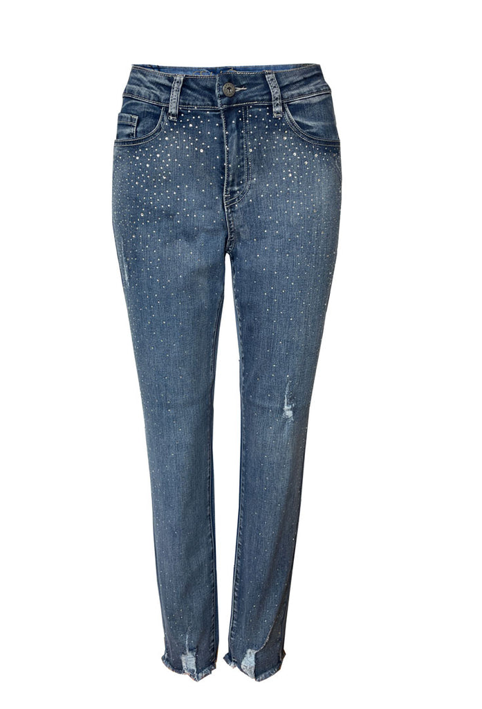 Ethyl Ankle Jeans w/ Scattered Stones