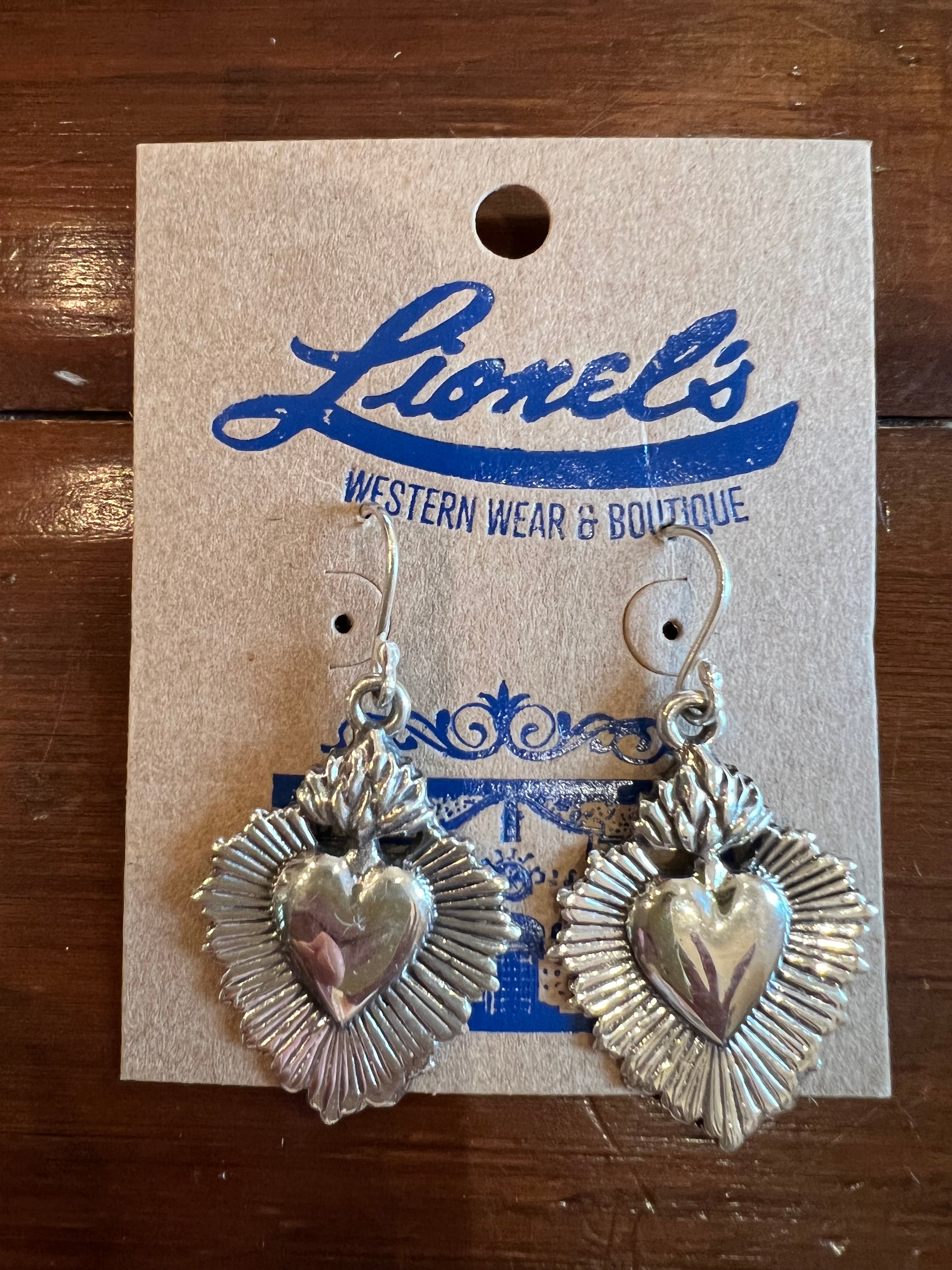 Sacred Heart Sterling Silver Earrings