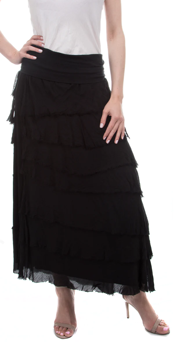 Silk Maxi Length Ruffle Skirt
