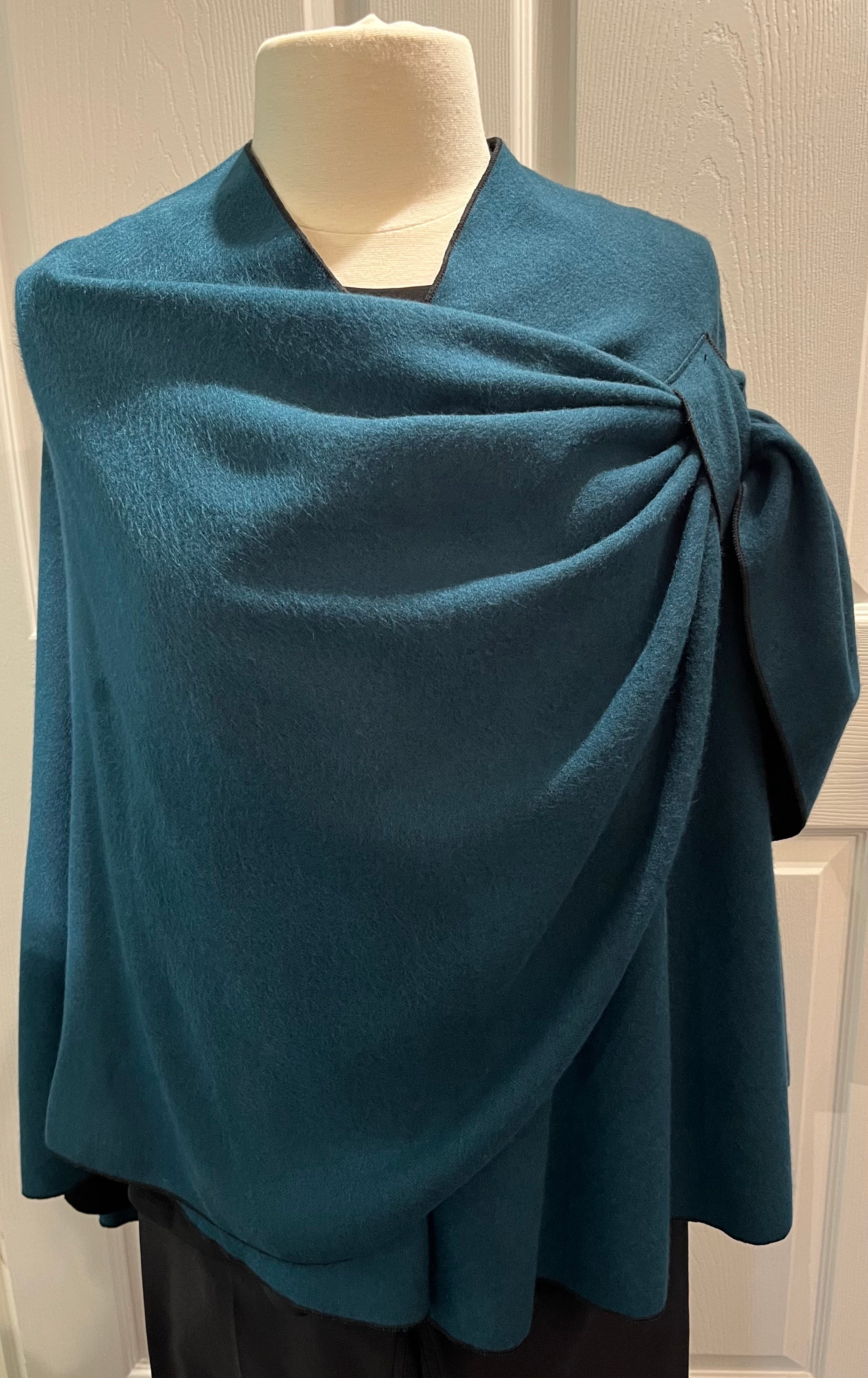 TEAL to BLACK Reversible Cashmere Shawl