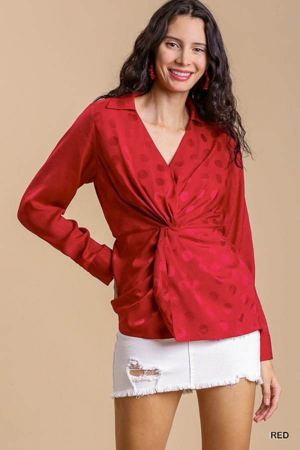 Red  Dressy Front Twist Top