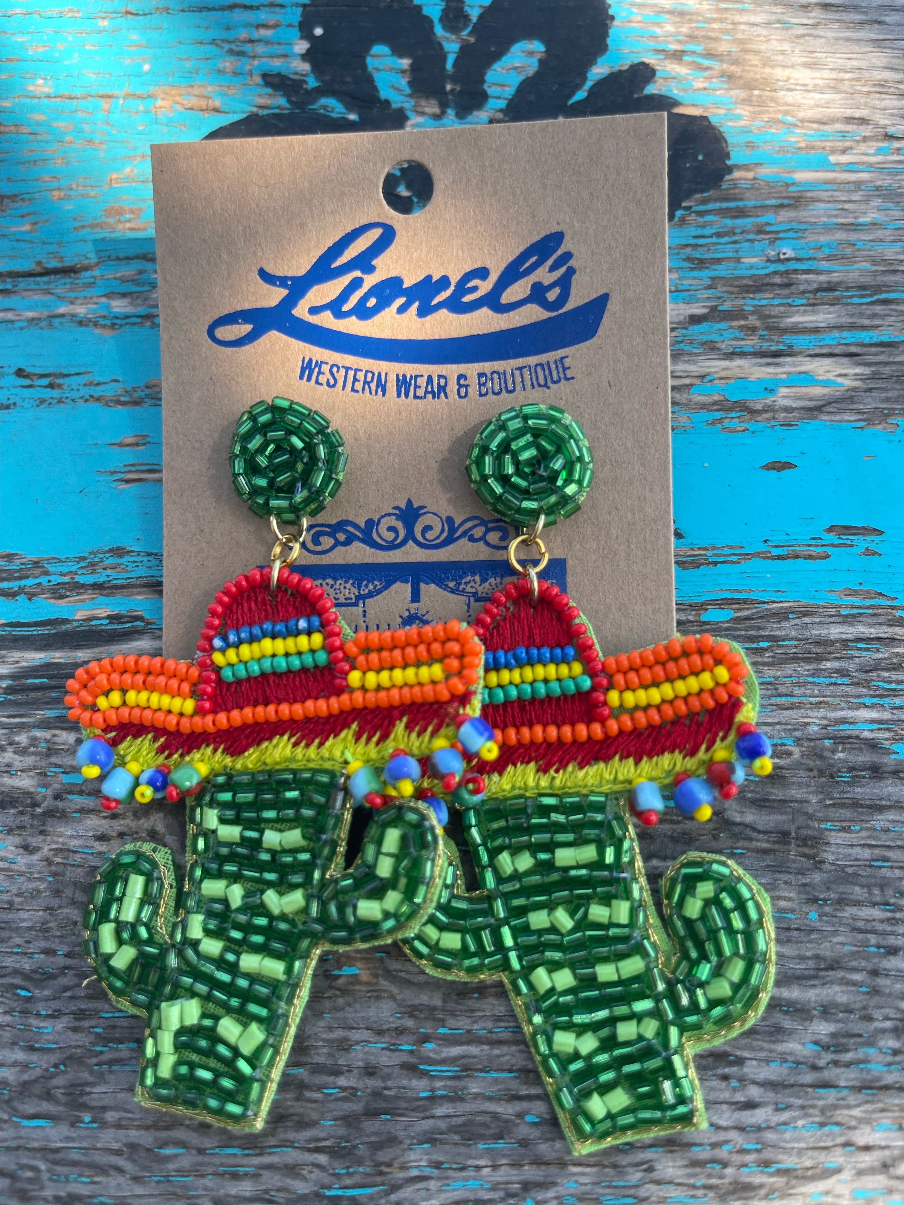 Green Sombrero Cactus Earrings