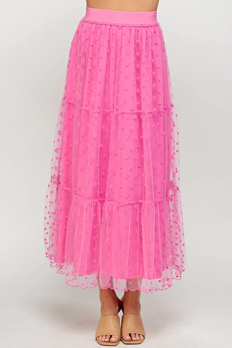 Bubble Gum Pink Soft Mesh Skirt