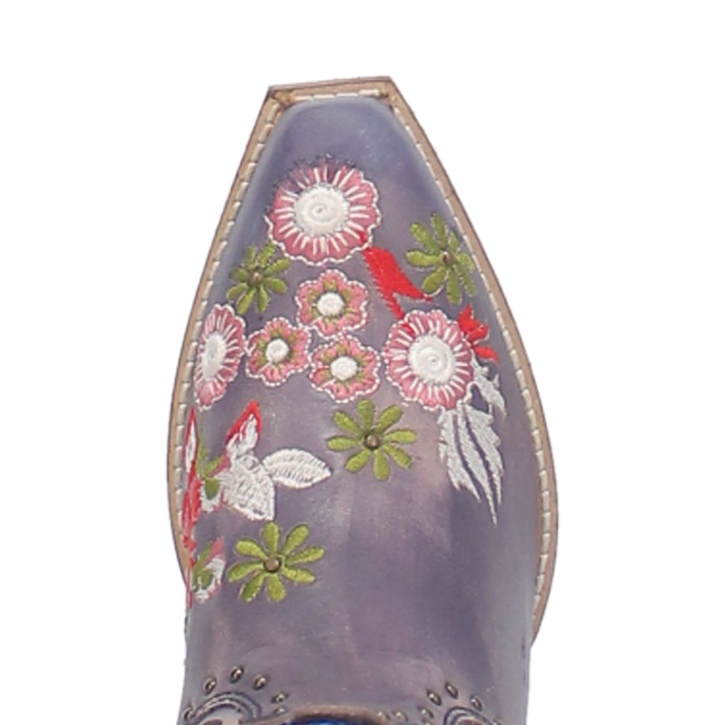#POPPY Lavender Leather Embroidered Boot