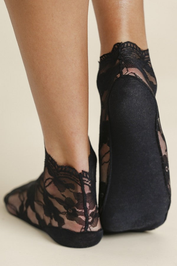 Black Lace Trim Ankle Socks