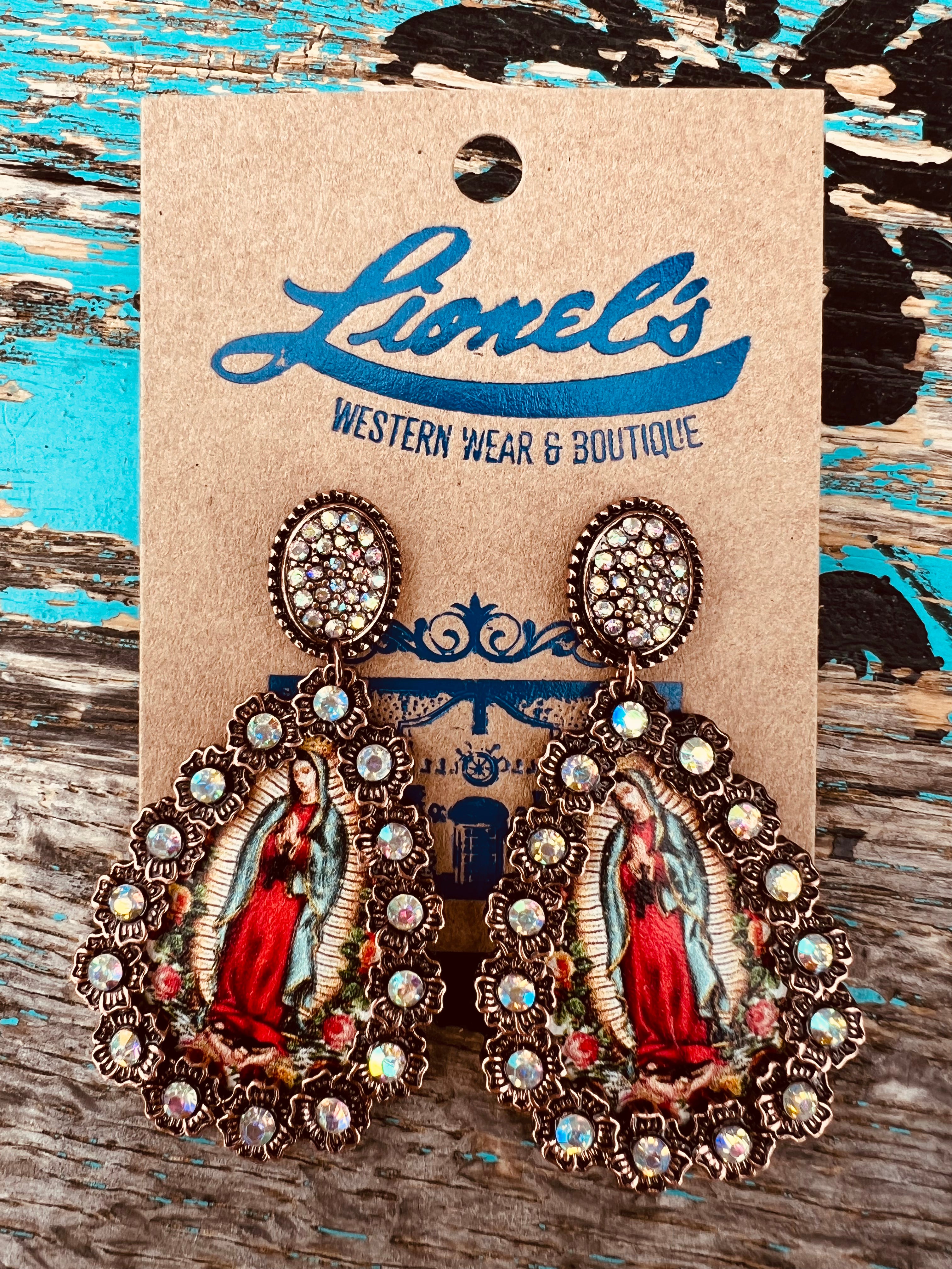 Virgen de Guadalupe Copper Fashion Earrings