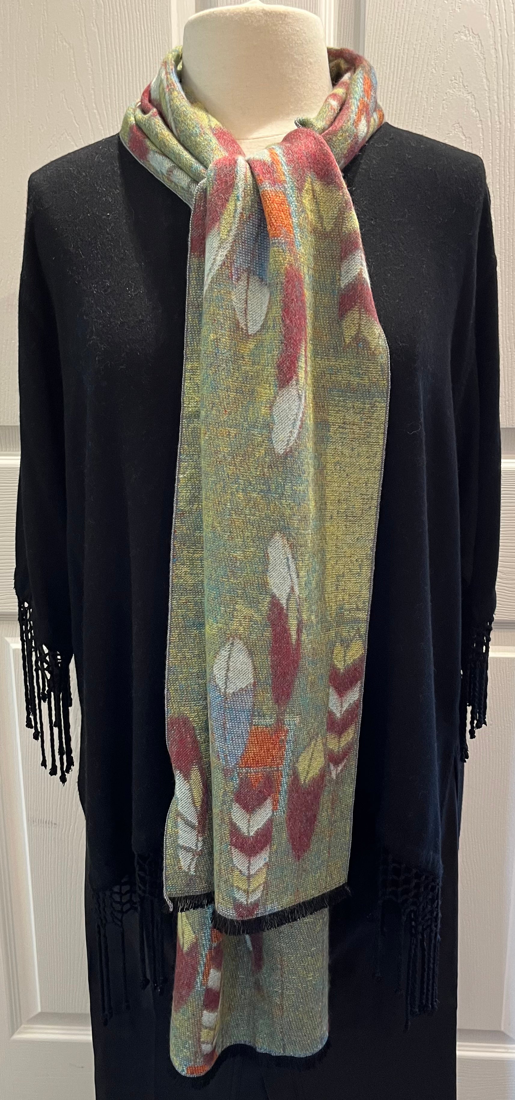 Feather Design Reversible Cashmere Scarf